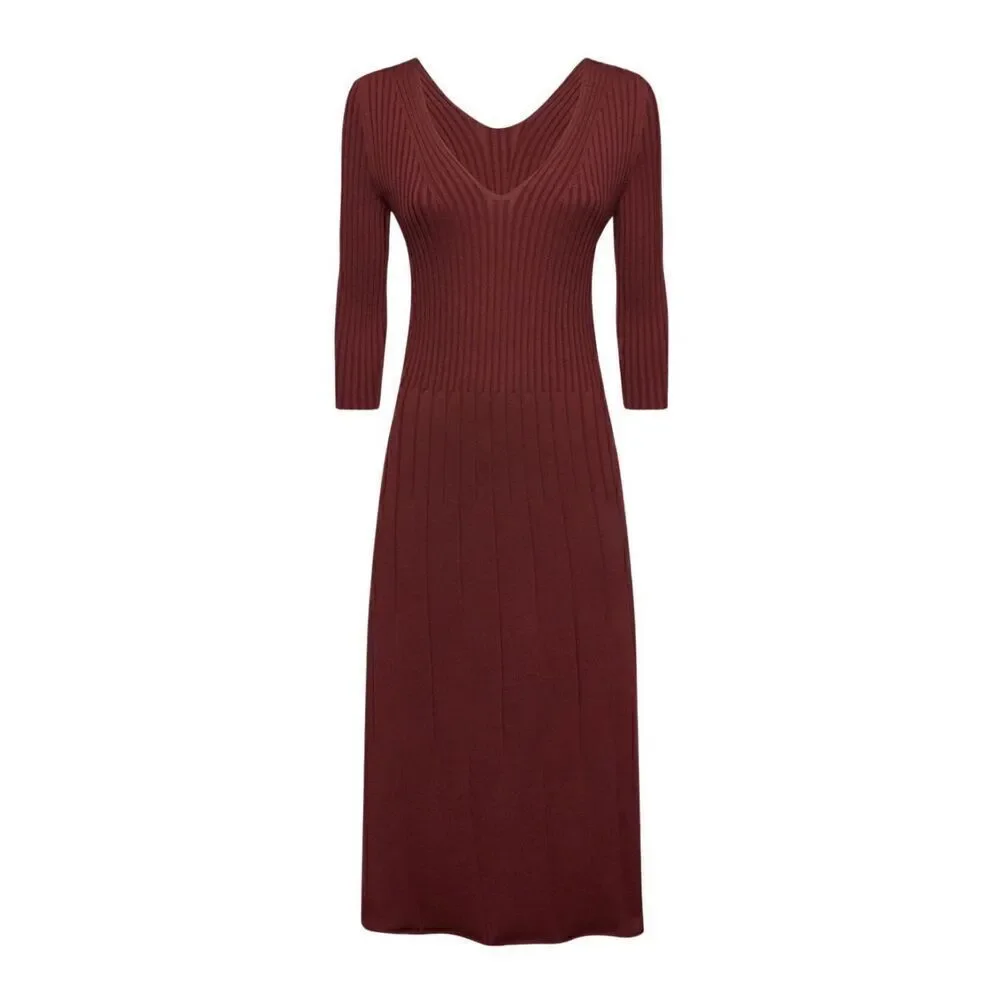 Wolford Merino Wool Rib Dress Burgundy NWT M - Picture 1 of 13